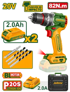 Perceuse à Percussion 20V 82N.m +2Batt 2,0Ah/Chargeur Jadever JDCDP8285