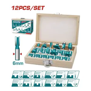 Set de fraises pour défonceuse 12 pièces TOTAL TACSR0121