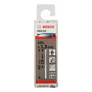 JEU 10 FORETS HSS-CO 1,5X18X40MM STANDARD 2608585873