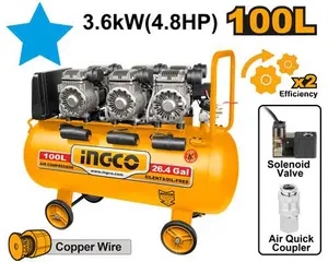 Ingco Compresseur Silencieux 100l 3x1200w 4,8hp Acs3361001