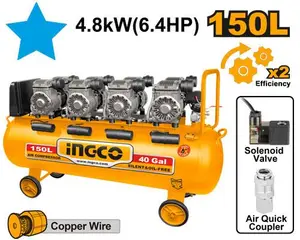 Compresseur 150l Silencieux 4*1200 W 6.4hp Acs4481501