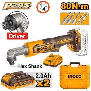 Visseuse à chocs d'angle sans fil brushless INGCO 20V 80Nm [CAIRLI208]