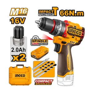 Perceuse à percussion compacte sans fil brushless INGCO 16V 66Nm [CIDLI166062]