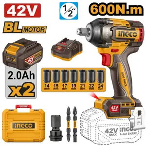 Clé à chocs sans fil brushless INGCO 42V 600Nm [CIWLI42602]