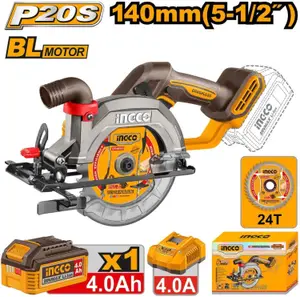 Scie circulaire sans fil brushless INGCO 20V 140mm [CSLI14023]