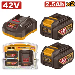 Kit batterie et chargeur sans fil INGCO 42V (2×2.5Ah + chargeur) [FBCPM25221]