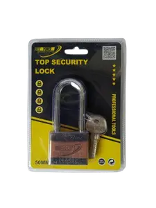 CADENAS POWER BRONZE 5MM A LONGUE MANILLE AVEC CYLINDRE EN CUIVRE ET 3 CLEFS SPECIALES PLATES HD2360-L50