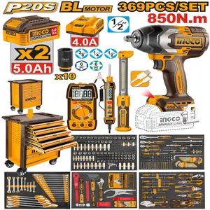INGCO SERVANTE 7 TIRROIRS 369PCS + BOULONNEUSE 850NM HTCS283692