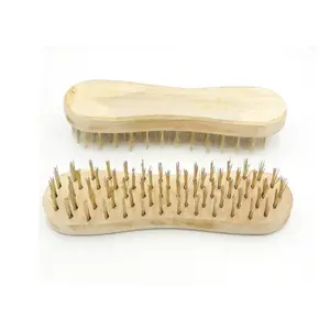 BROSSE METALIQUE BASE BOIS GOLD