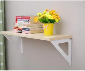 KIT ETAGERE TABLETTE CHENE AVEC EQUERRES BLANC