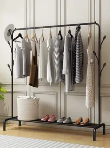 PORTE VETEMENT SUR PIED AVEC CROCHETS ET ETAGERE