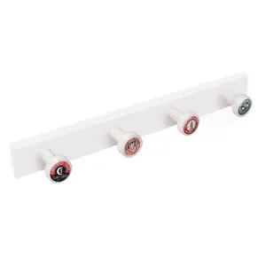 PORTE MANTEAUX 4 BOUTONS BOIS BLANC MOTIF VOYAGEUR
