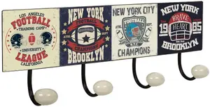 PORTE MANTEAUX 4 CROCHETS MOTIF FOOTBALL