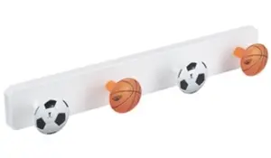 PORTE MANTEAUX 4 BOUTONS MOTIF BALLONS SPORT