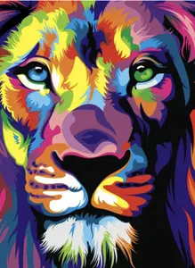 POSTER MOTIF LION COULEURS