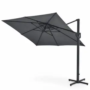 PARASOL AVEC MANIVELLE SOCLE CROISÉ 200X300 CM GRIS VES-3951
