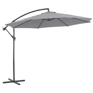 PARASOL AVEC MANIVELLE DAIM 300CM SOCLE CROISÉ GRIS