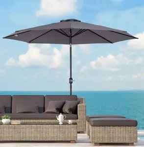 PARASOL AVEC MANIVELLE DIAM 300CM GRIS VES-3956