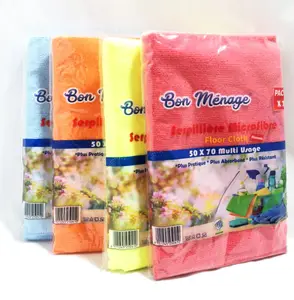 SERPILLIERES MICROFIBRE 50*70 BON MENAGE ORANGE/MAUVE/VERT