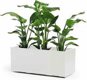 JARDINNIERE KEBE GREENER 100CM BLANC AVEC RESERVE +ROUES
