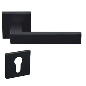 PAIRE DE BEQUILLE EN INOX 304 NOIR AVEC ROSACE CYLINDRE VES-4433