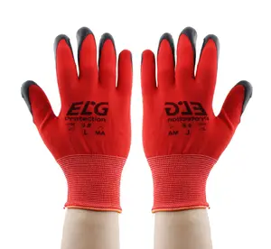 GANT DE PROTECTION REVÊTEMENT NITRILE ROUGE / NOIR - T9
