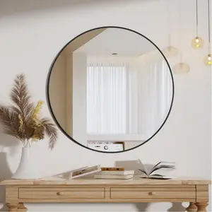 MIROIR A SUSPENDRE ROND NOIR 60CM VES-4680
