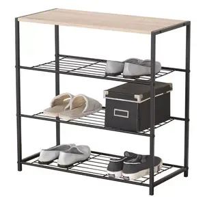 ETAGERE A CHAUSSURES 4 NIVEAUX METAL NOIR D63*30*63 - TAB23B23