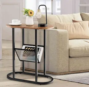 TABLE D'APPOINT OVALE AVEC PORTE REVUES D50*27*54.5-TAB23B24
