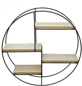 ETAGÉRE MURALE RONDE EN METAL 4 NIV 50*10*50CM -SF-230495-FD