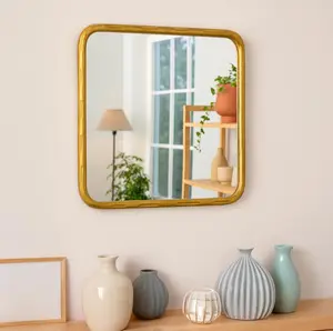 MIROIR A SUSPENDRE CARRE EN BOIS NOYER 65X65CM VES-5491