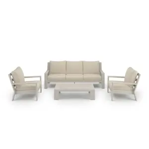 SALON DE JARDIN 5 PLACES EN ALUM+COUSSINS+TABLE
