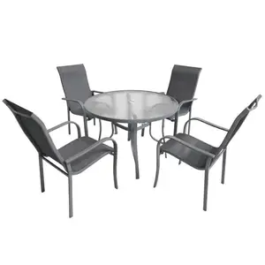 SET TABLE DE JARDIN RONDE AVEC 4 CHAISES SF4014/SF5014