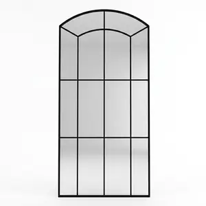 MIROIR ARQUE NOIR AVEC CADRE A GRILLE EN ACIER GRAND FORMAT 1800×800 MM VES-5864