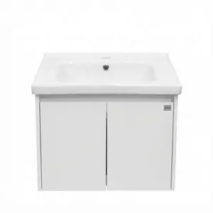PACK MEUBLE SDB PVC BLANC DEUX PORTES 60 CM