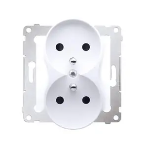 Double prise de courant 2x2P+T connexion à vis avec griffes blanc Simon 54