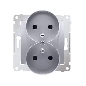 Double prise de courant 2x2P+T connexion à vis avec griffes Aluminium Simon 54