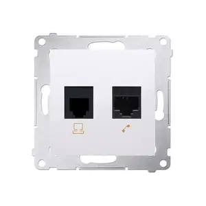Prise RJ45 + RJ12 connexion à vis avec griffes blanc Simon 54