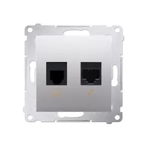 Prise RJ45 + RJ12 connexion à vis avec griffes Aluminium Simon 54
