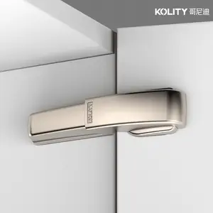 Super charnière sport k63pdm, cache doré Recouvrement total KOLITY, 2 voies, double amortisseur à angle faible, finition titane, fixation sur plaque en ligne avec vis, avec cache-bras, avec cache-tasse