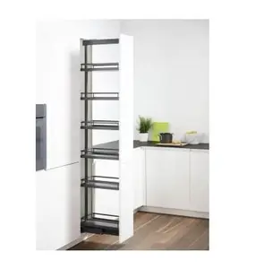 Colonne chrome 30cm softclose avec rail coulisse sous plan 170-185