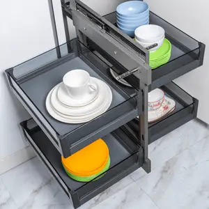 Rangement cuisine coin magique avec verre gris anthracite 90cm 70x47x63 xgw900