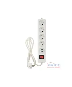 Multiprise blanche (2P+T; DP USB; 1.5m)