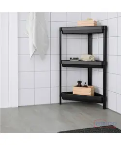 Etagère d'angle salle de bain, noire 7181220712N