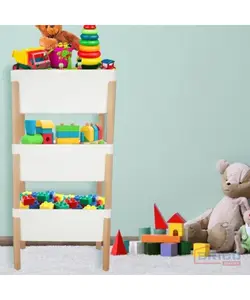 Étagère de rangement triple en bois et en plastique 7880120788