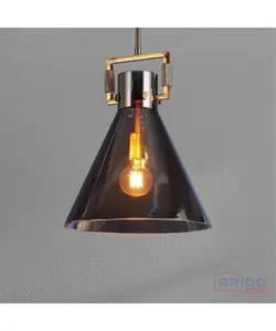 Suspension luminaire Wolvero Grise Fumée en verre 1880845704