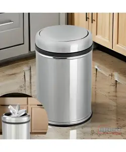 Poubelle avec fermeture à bascule en acier inoxydable