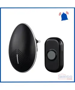 Sonnette de porte sans fil AC Noire/chromé 1880873159