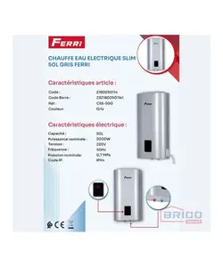 Chauffe-eau électrique slim-50L