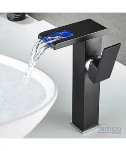 Mitigeur Lavabo Long Fontaine Noir Avec Lumiere Led 2380280649